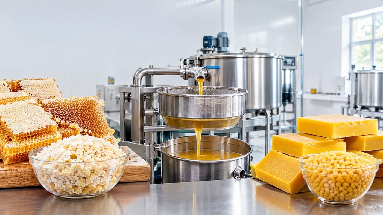 Beeswax processing from honeycomb to refined beeswax