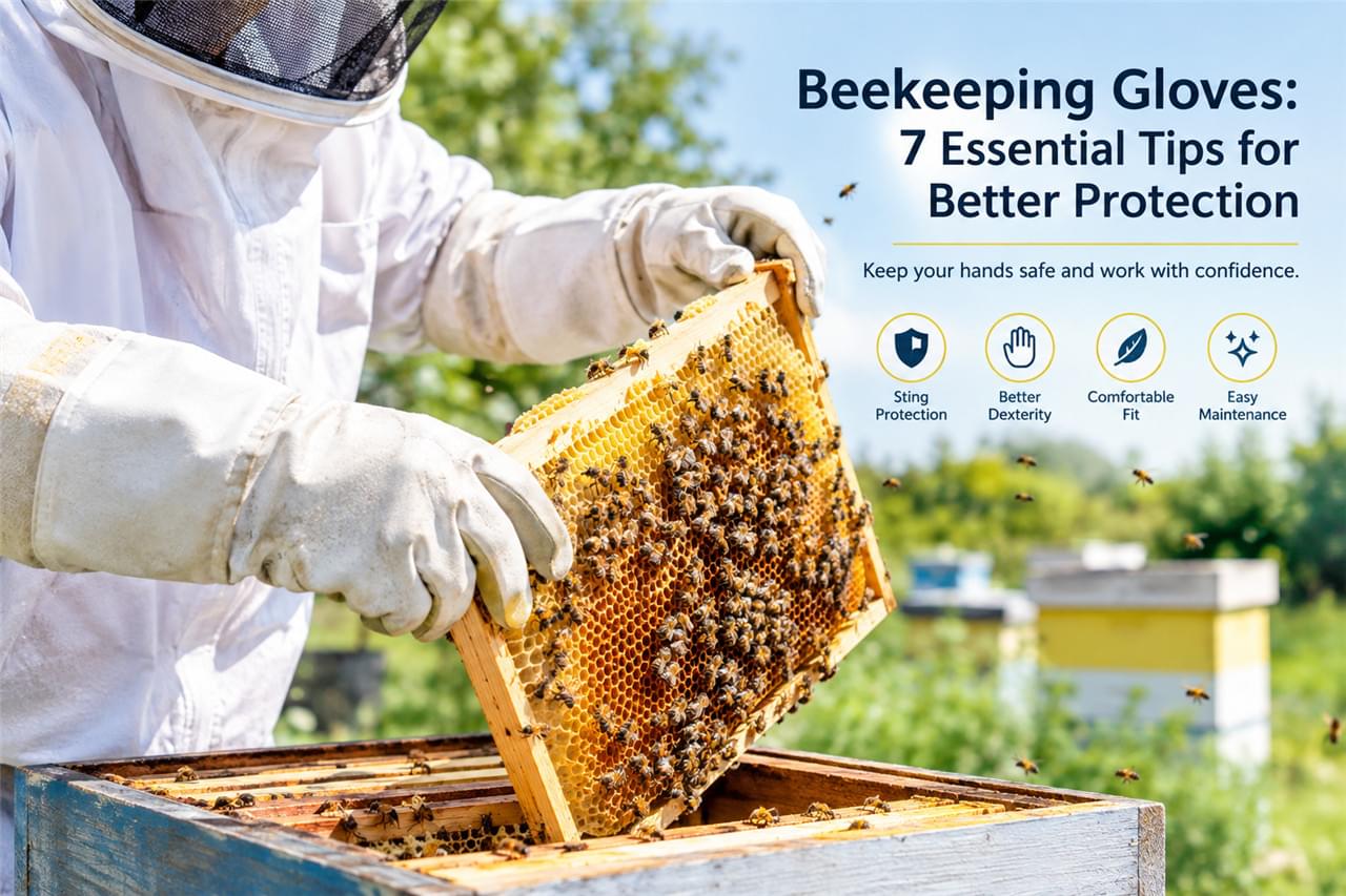 Choose the best beekeeping gloves for comfort and protection. Compare goat leather and nitrile, improve dexterity, and learn essential care tips.